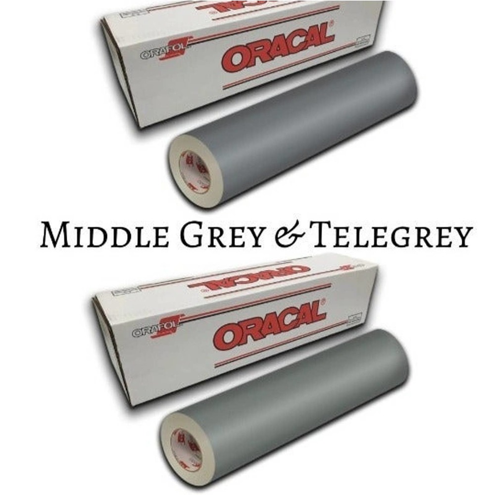 2 Pack 12"x 1 Yard Oracal 651 MIDDLE GREY & TELEGREY Cricut Hobby Craft Vinyl